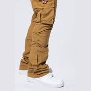 Smoke Rise Big and Tall Big and Tall - Stacked Flared Cargo Strap Canvas Pants - Wheat