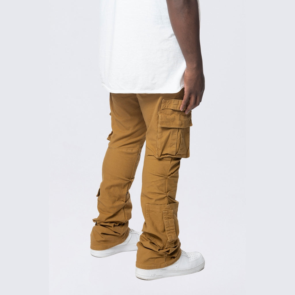 Smoke Rise Big and Tall Big and Tall - Stacked Flared Cargo Strap Canvas Pants - Wheat