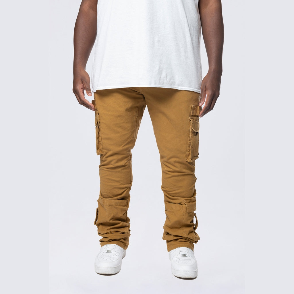 Smoke Rise Big and Tall Big and Tall - Stacked Flared Cargo Strap Canvas Pants - Wheat