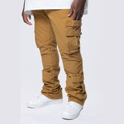 Smoke Rise Big and Tall Big and Tall - Stacked Flared Cargo Strap Canvas Pants - Wheat