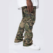 Smoke Rise Big and Tall Big and Tall - Stacked Flared Cargo Strap Canvas Pants - Wood Camo