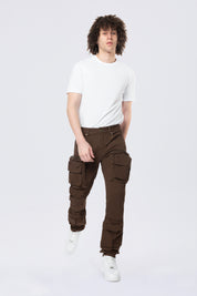 Long Slim 5 Pocket Cargo Twill Pants - Bison