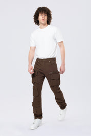 Long Slim 5 Pocket Cargo Twill Pants - Bison