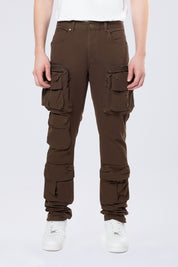 Long Slim 5 Pocket Cargo Twill Pants - Bison