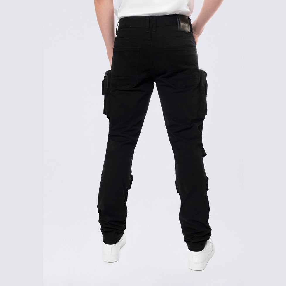 Smoke Rise Long Slim 5 Pocket Cargo Twill Pants - Black