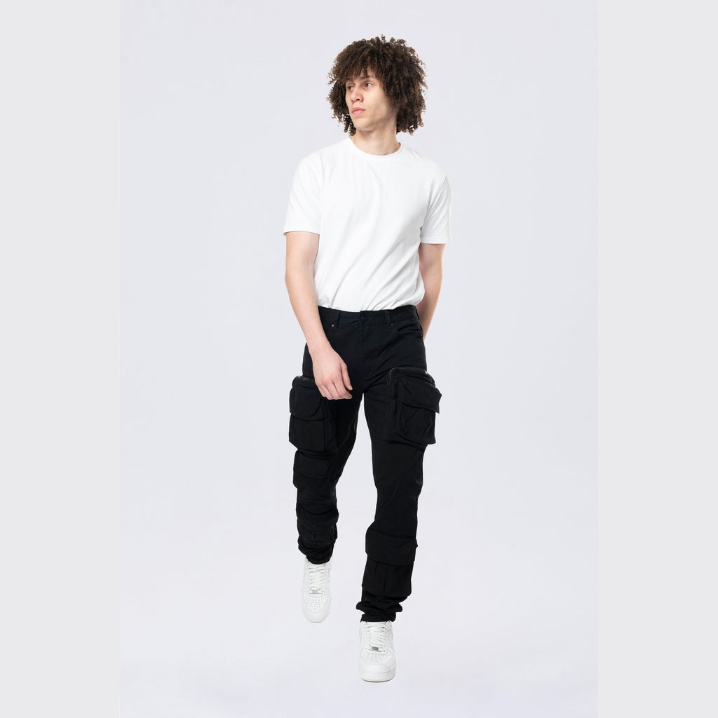 Smoke Rise Long Slim 5 Pocket Cargo Twill Pants - Black