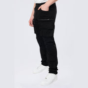 Smoke Rise Long Slim 5 Pocket Cargo Twill Pants - Black