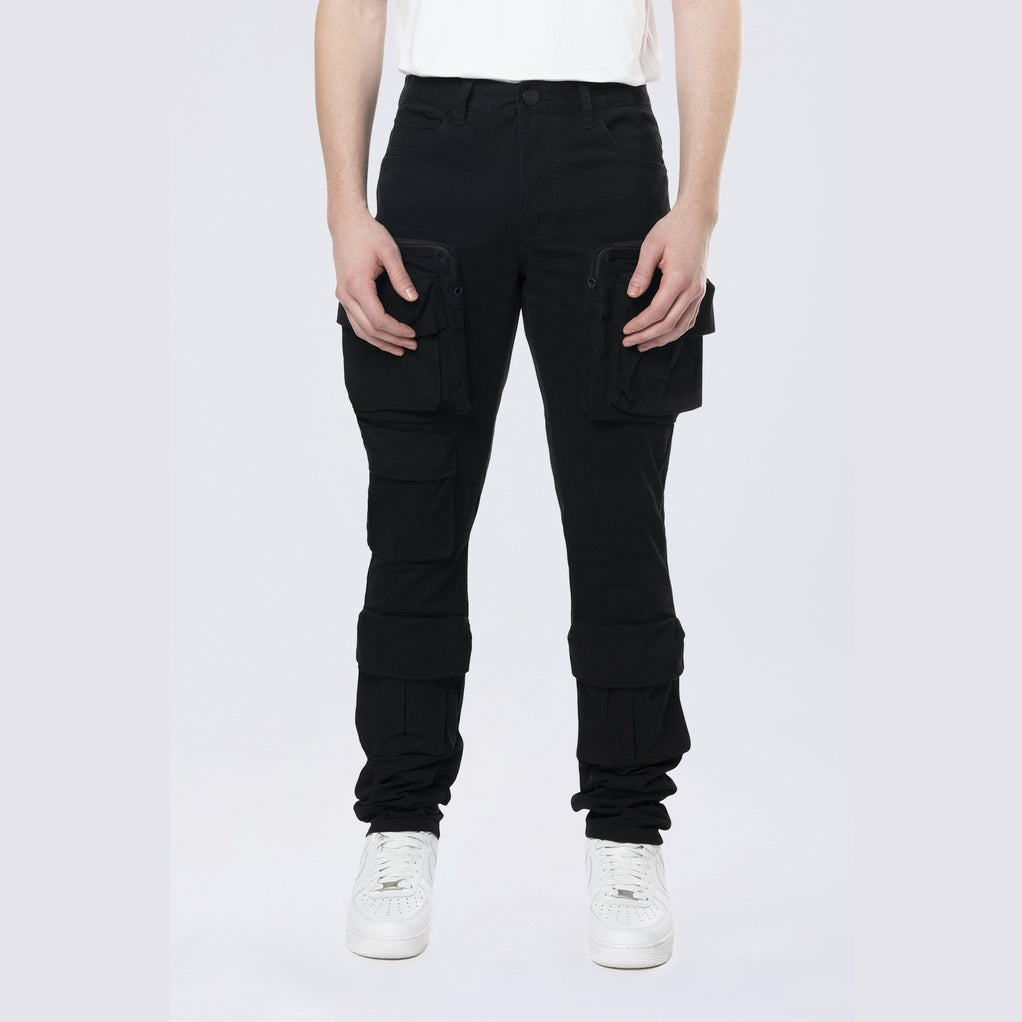 Smoke Rise Long Slim 5 Pocket Cargo Twill Pants - Black