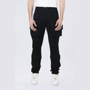Smoke Rise Long Slim 5 Pocket Cargo Twill Pants - Black