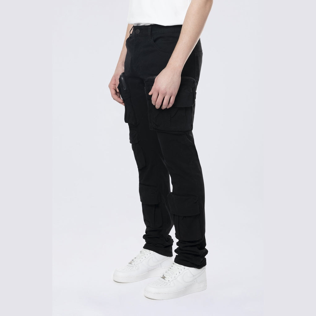 Smoke Rise Long Slim 5 Pocket Cargo Twill Pants - Black