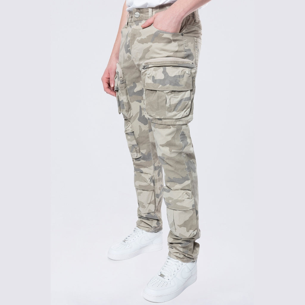 Smoke Rise Long Slim 5 Pocket Cargo Twill Pants - Khaki Camo