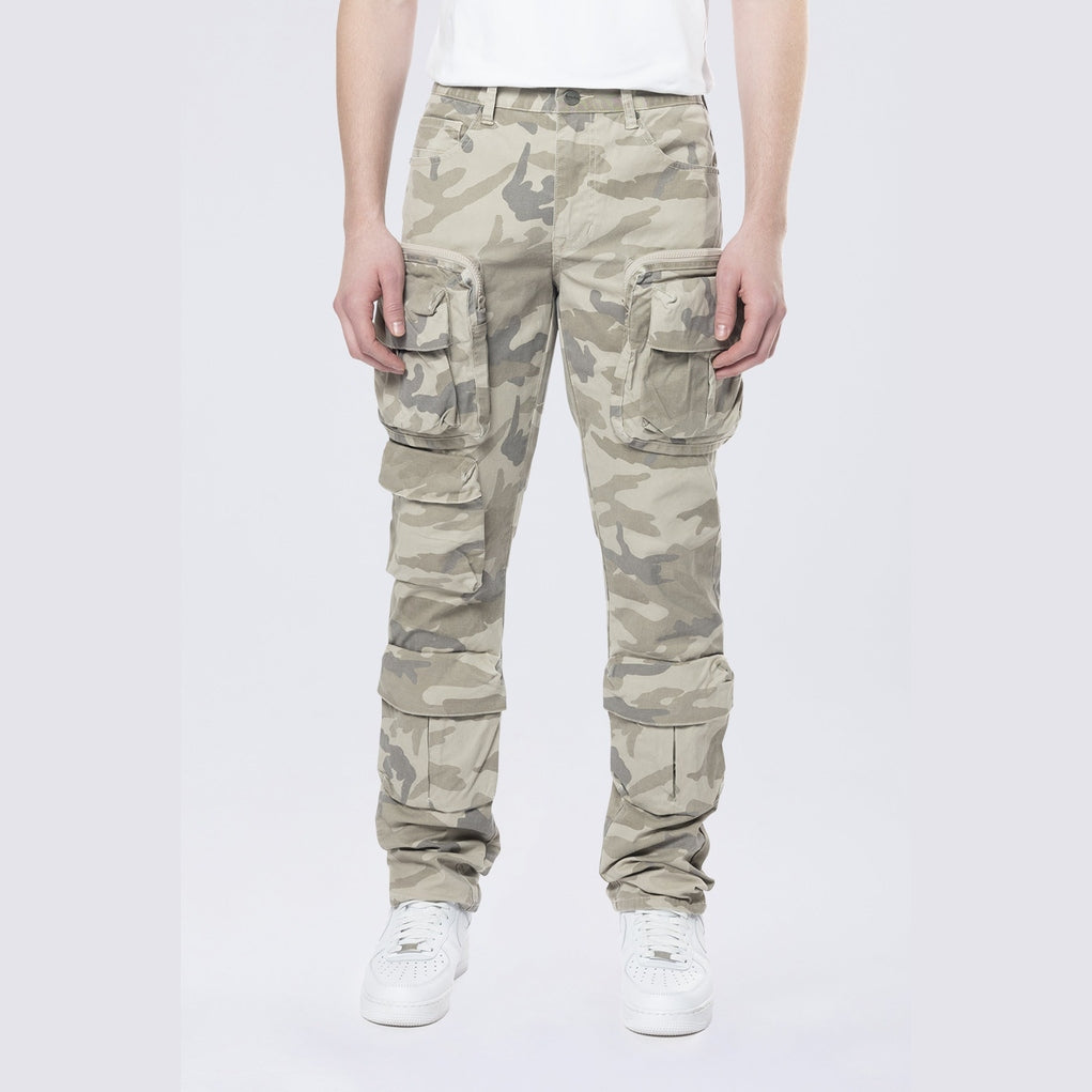 Smoke Rise Long Slim 5 Pocket Cargo Twill Pants - Khaki Camo