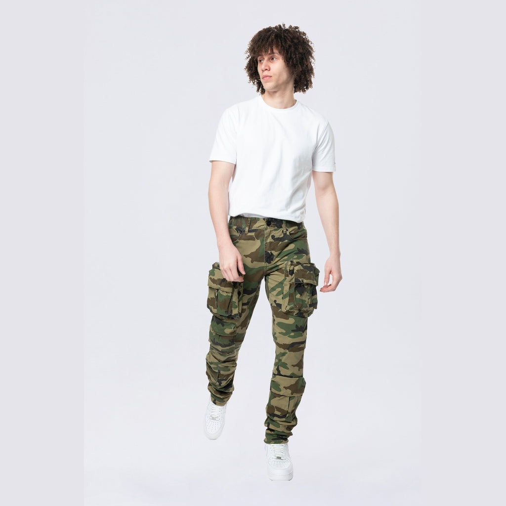 Smoke Rise Long Slim 5 Pocket Cargo Twill Pants - Wood Camo