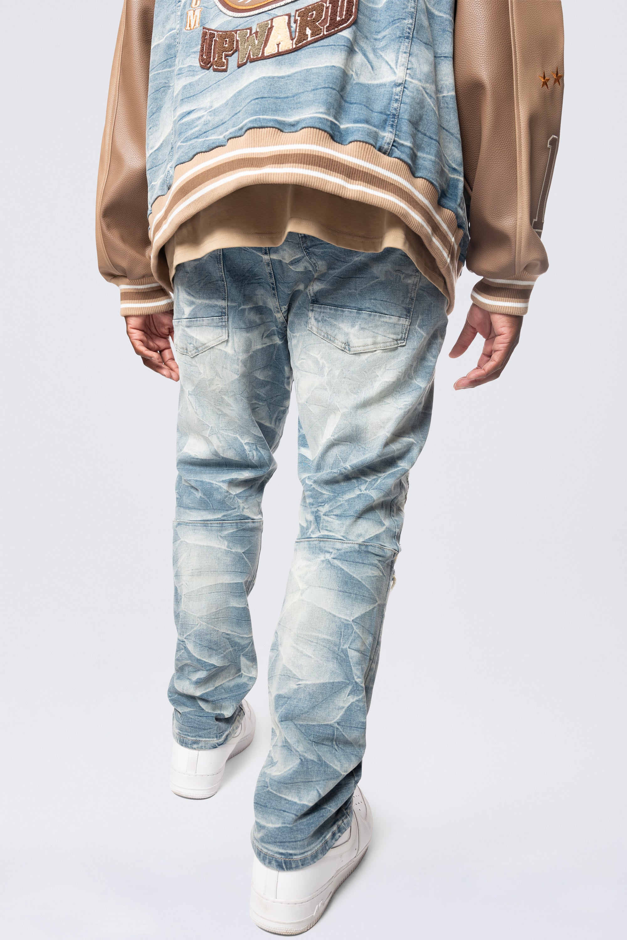 Big and Tall - Varsity Patch Jeans - Clyde Blue