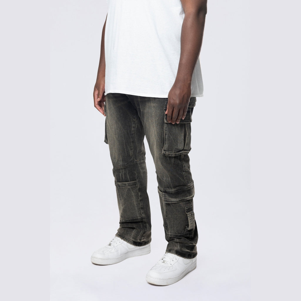 Smoke Rise Big and Tall Big and Tall - Cargo Strap Jeans - Black Dust