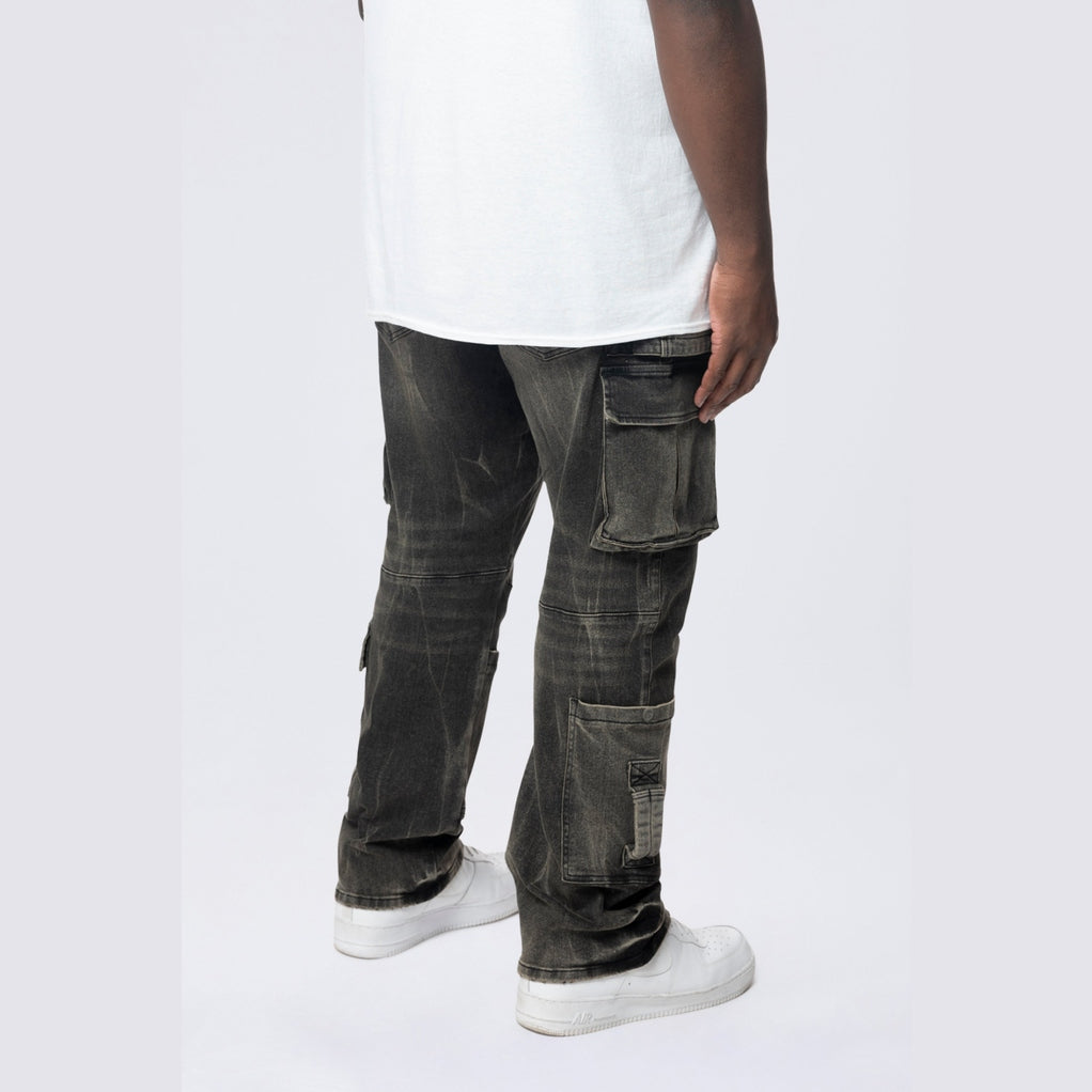 Smoke Rise Big and Tall Big and Tall - Cargo Strap Jeans - Black Dust
