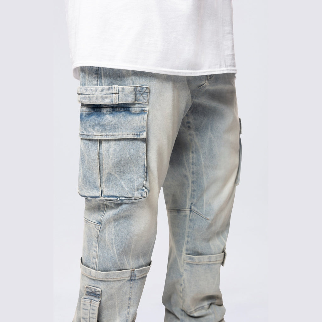 Smoke Rise Big and Tall Big and Tall - Cargo Strap Jeans - Seville Blue