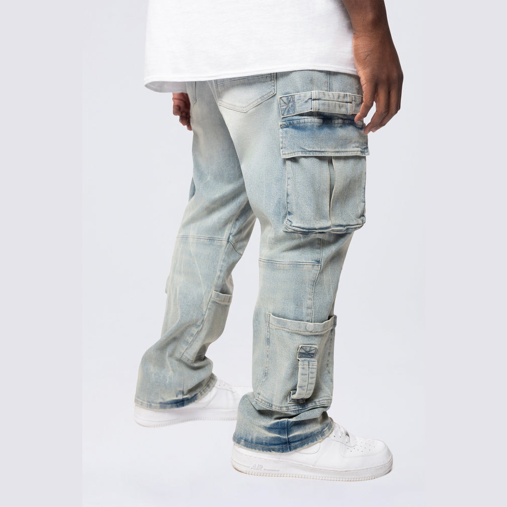 Smoke Rise Big and Tall Big and Tall - Cargo Strap Jeans - Seville Blue