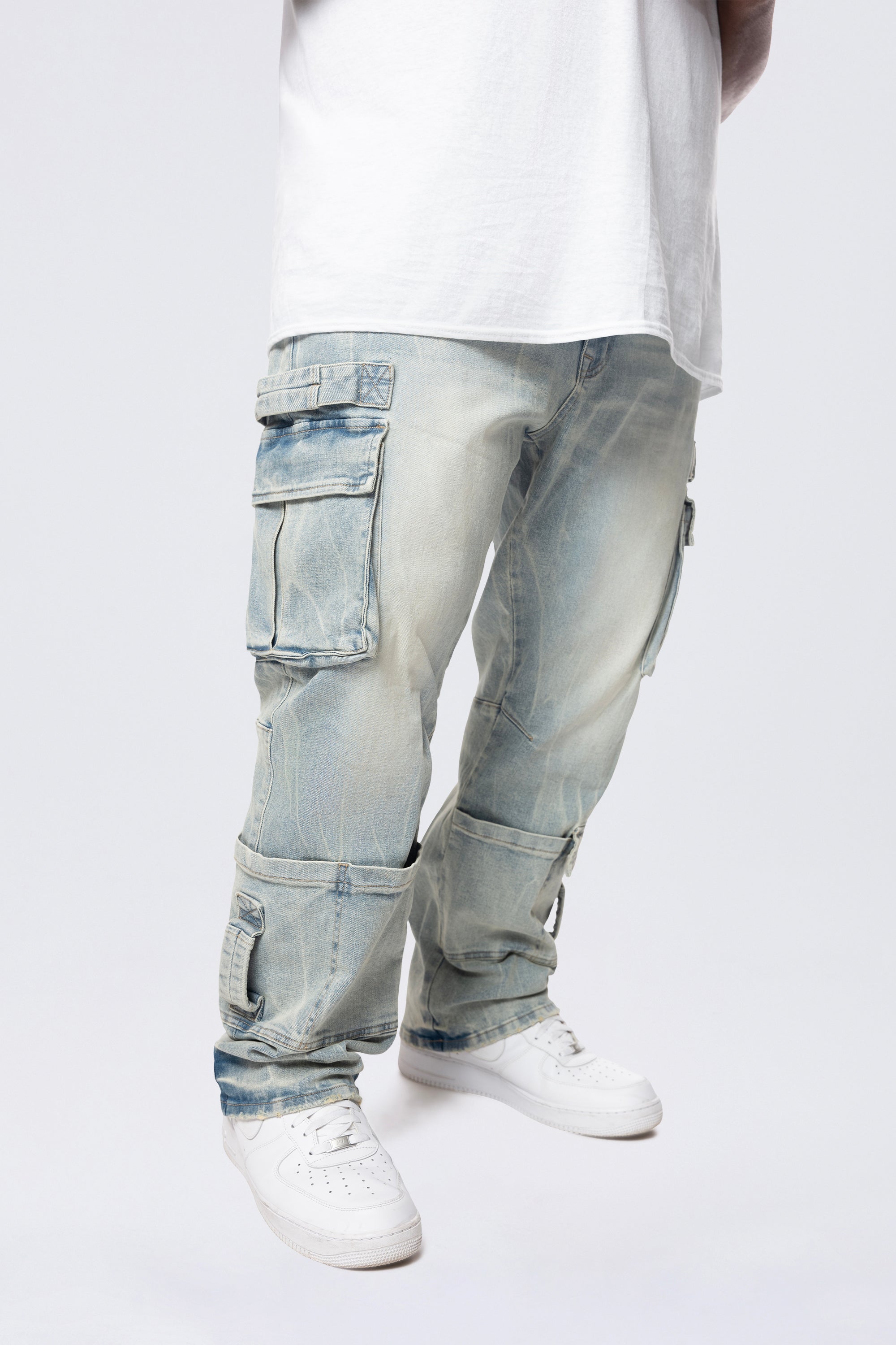 Big and Tall - Cargo Strap Jeans - Seville Blue