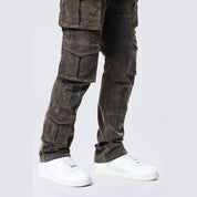 Smoke Rise Straight Flocked Jeans - Rust Merino