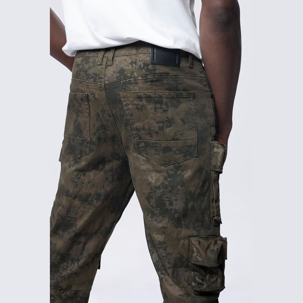 Long Straight Metallic Print Twill Pants - Hawthorne