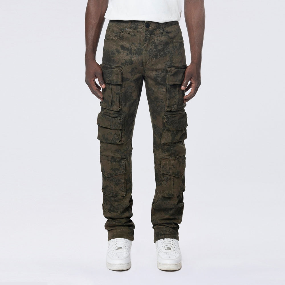 Long Straight Metallic Print Twill Pants - Hawthorne