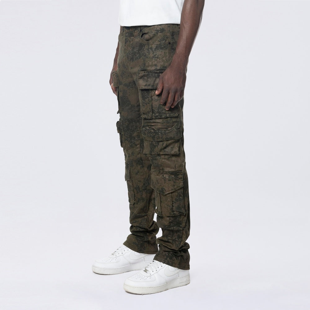 Long Straight Metallic Print Twill Pants - Hawthorne