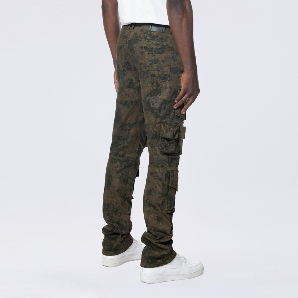 Long Straight Metallic Print Twill Pants - Hawthorne