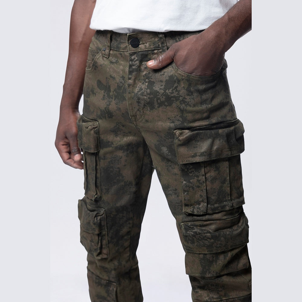 Long Straight Metallic Print Twill Pants - Hawthorne