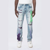 Smoke Rise Long Slim Tribal Print R&R Jean - Lowell Blue