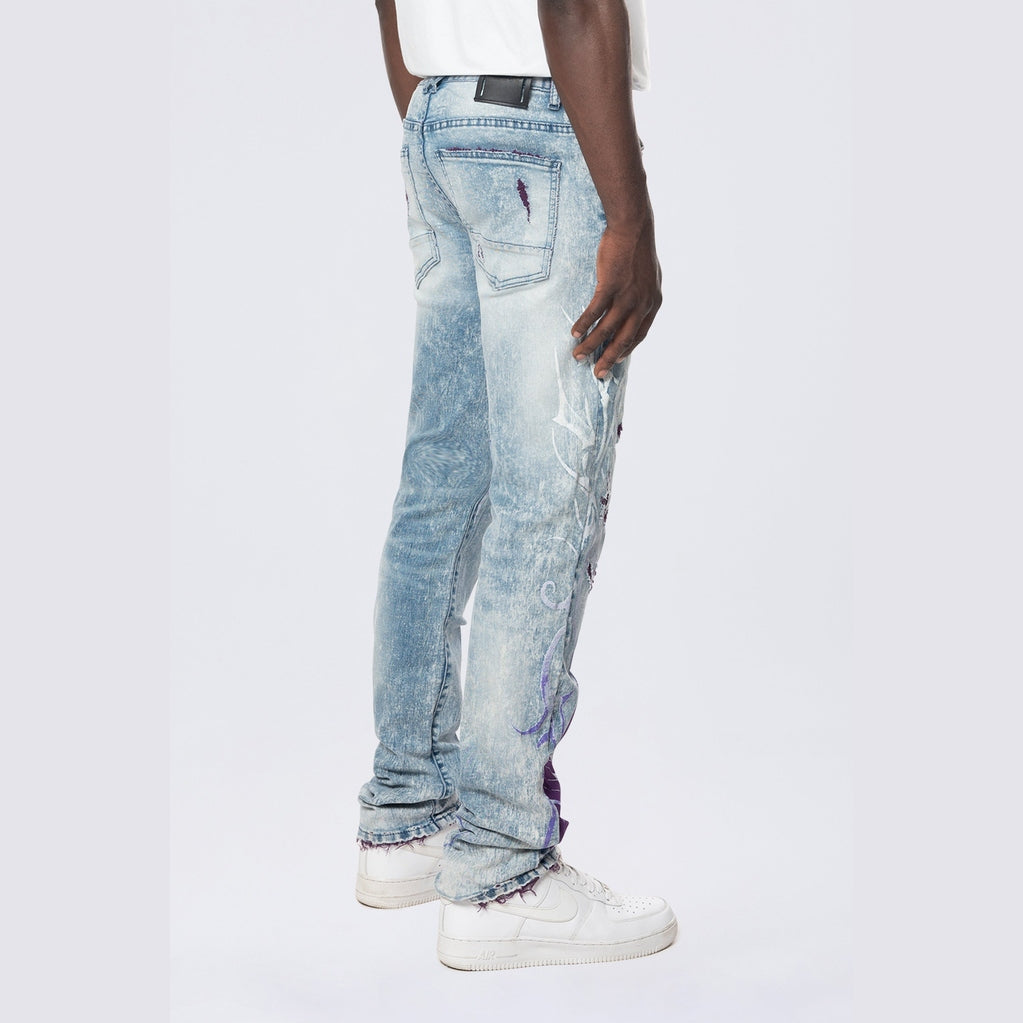 Smoke Rise Long Slim Tribal Print R&R Jean - Lowell Blue