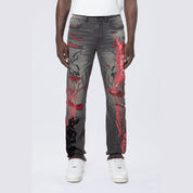 Smoke Rise Long Slim Tribal Print R&R Jean - Orca Grey