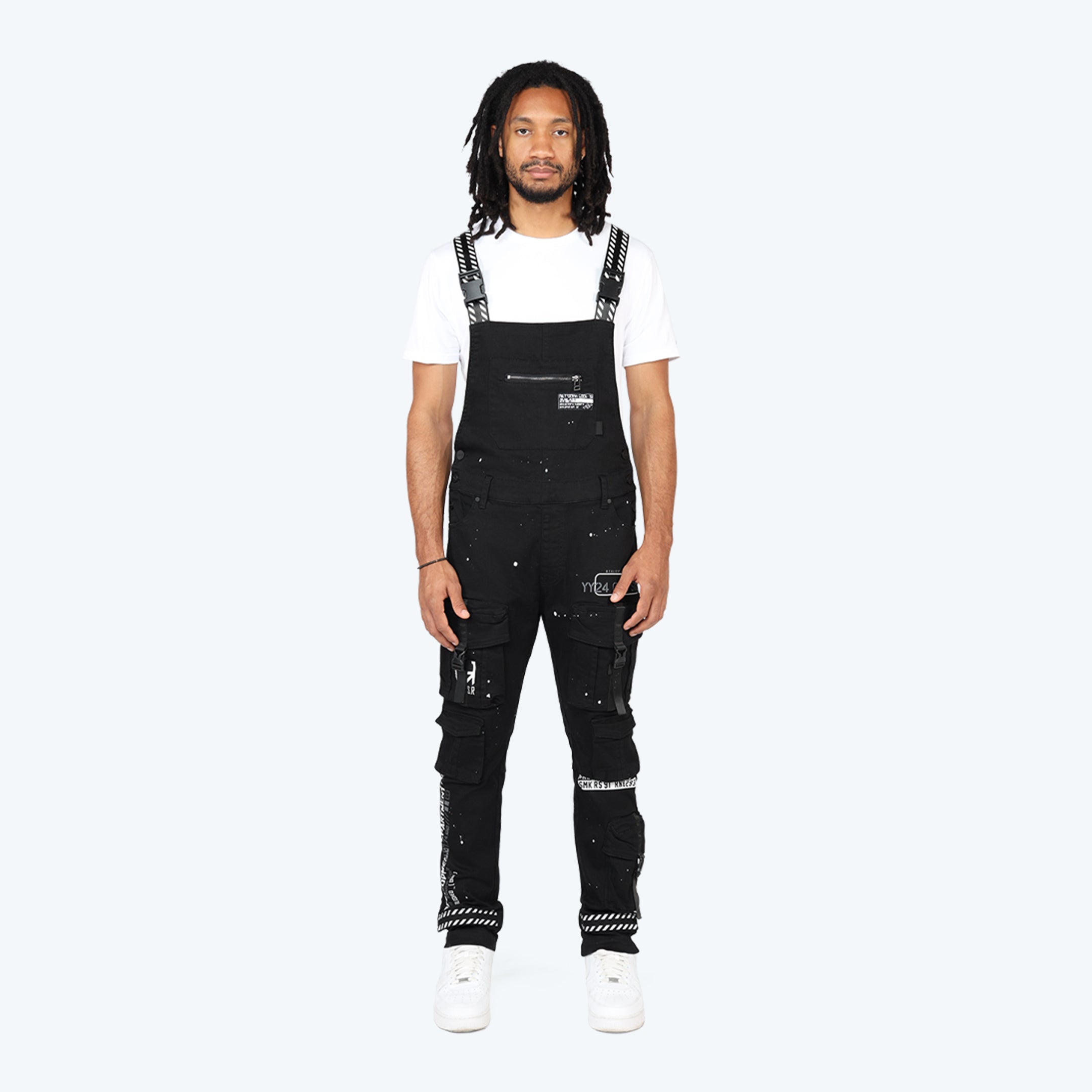 Slim Tapered Utility Twill Overalls - Black