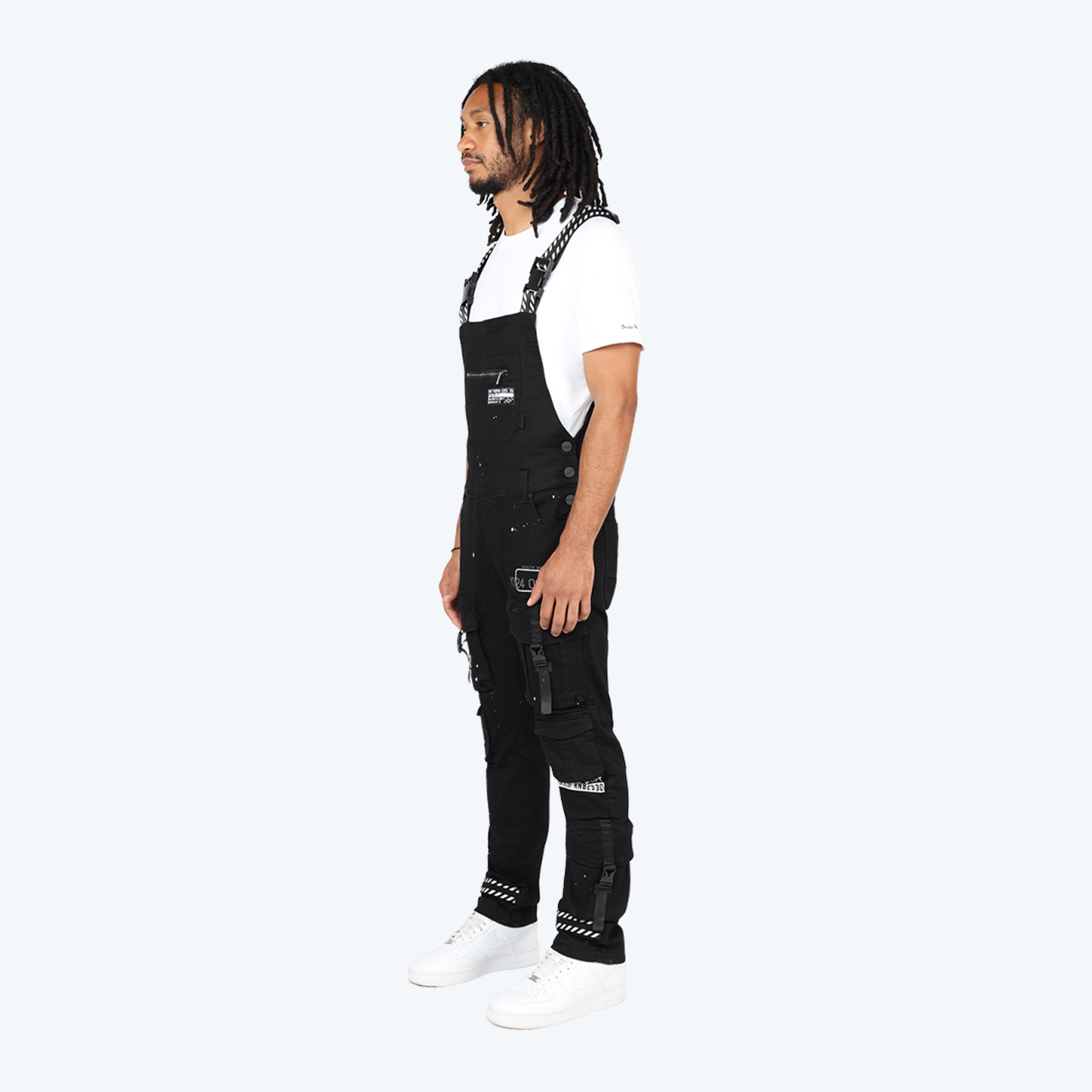 Slim Tapered Utility Twill Overalls - Black