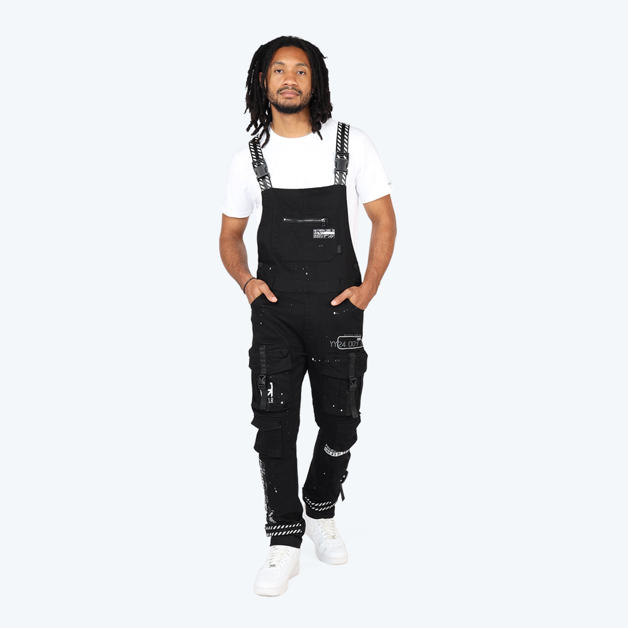 Slim Tapered Utility Twill Overalls - Black