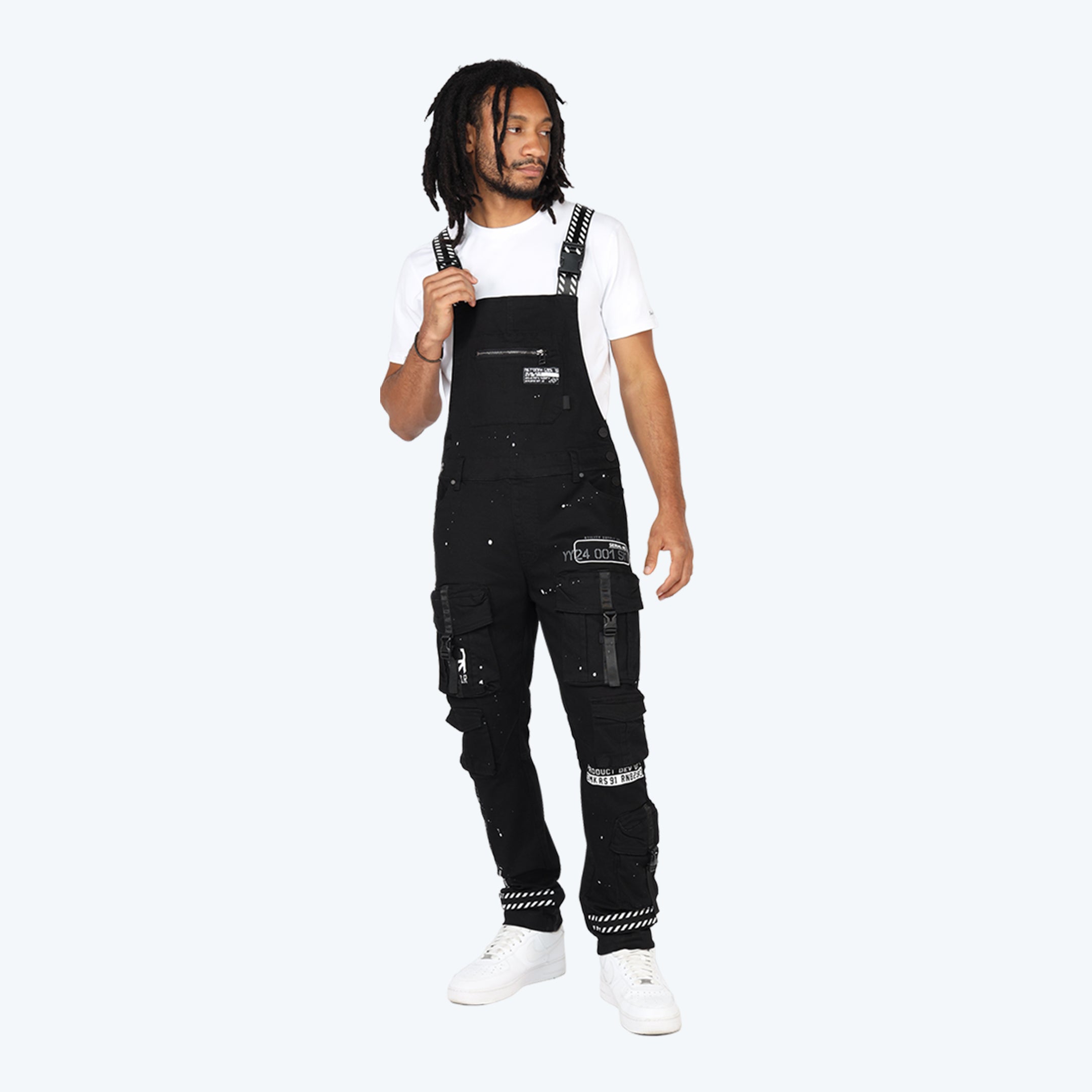 Slim Tapered Utility Twill Overalls - Black