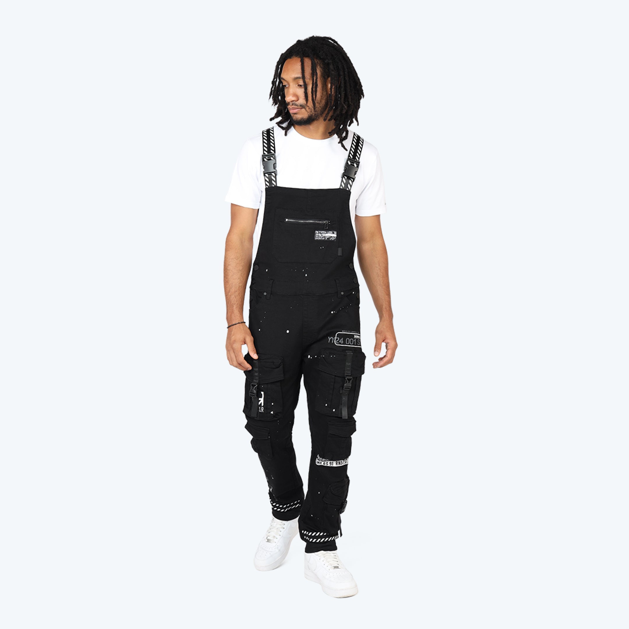 Slim Tapered Utility Twill Overalls - Black