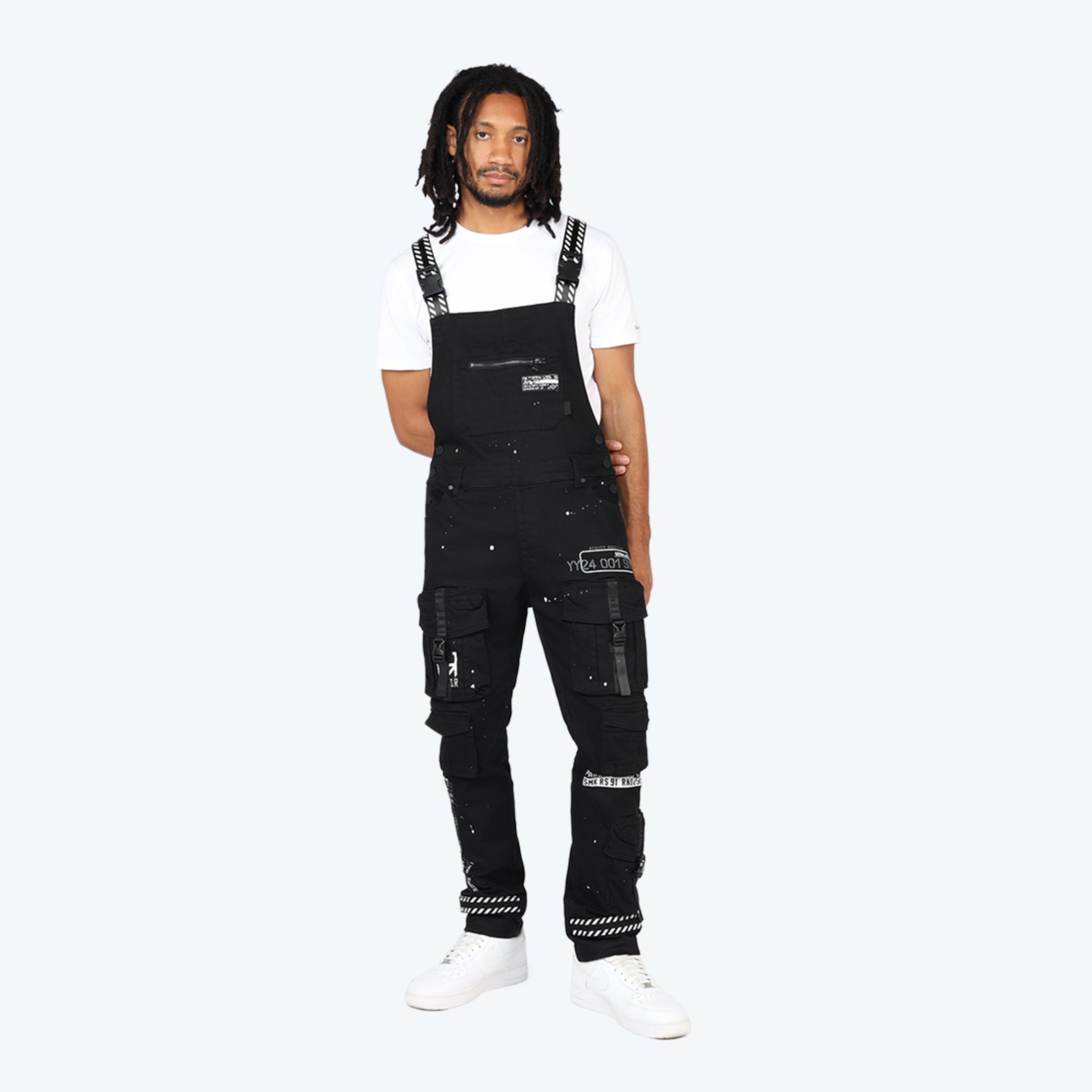 Slim Tapered Utility Twill Overalls - Black