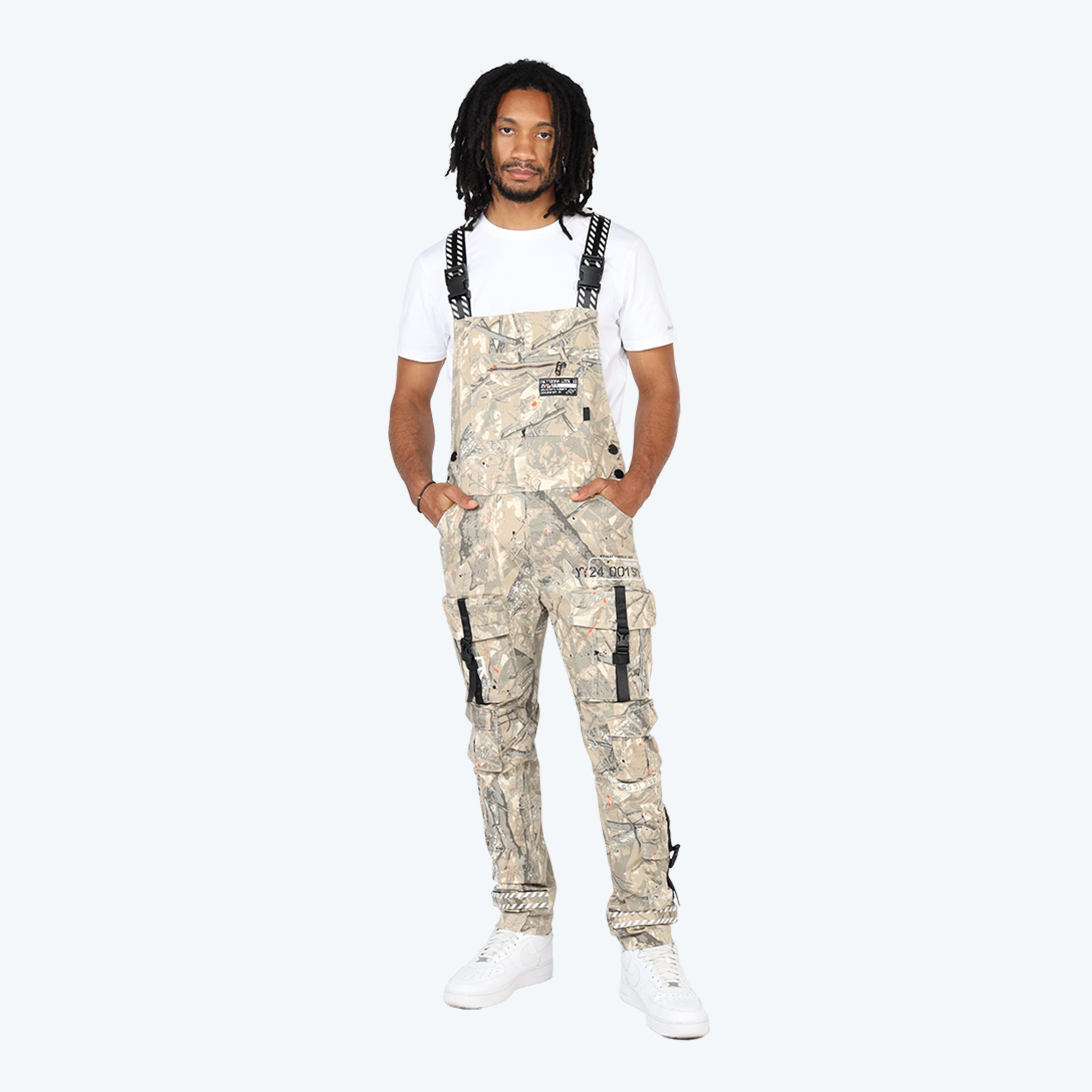 Slim Tapered Utility Twill Overalls - Khaki Hunting Camo
