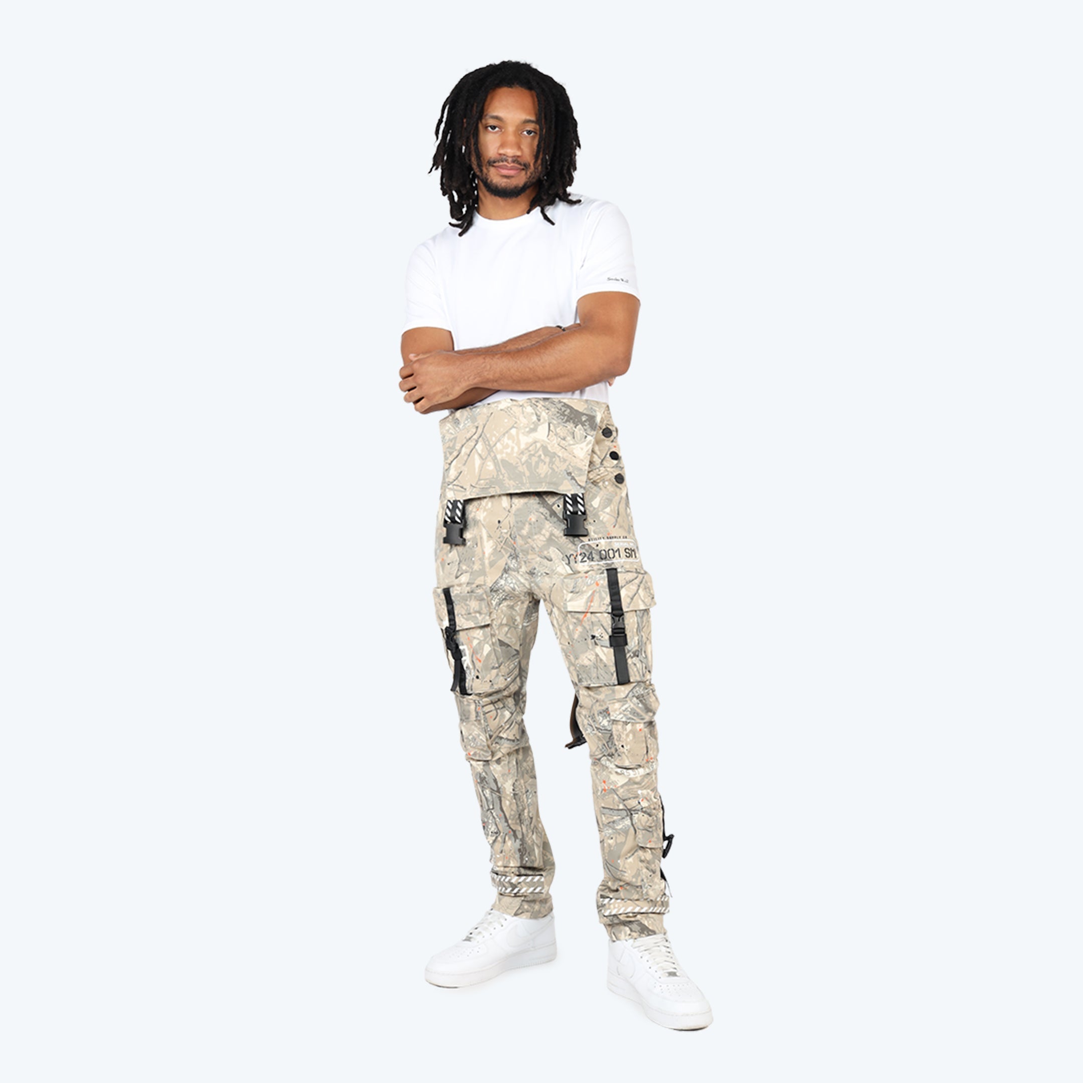 Slim Tapered Utility Twill Overalls - Khaki Hunting Camo
