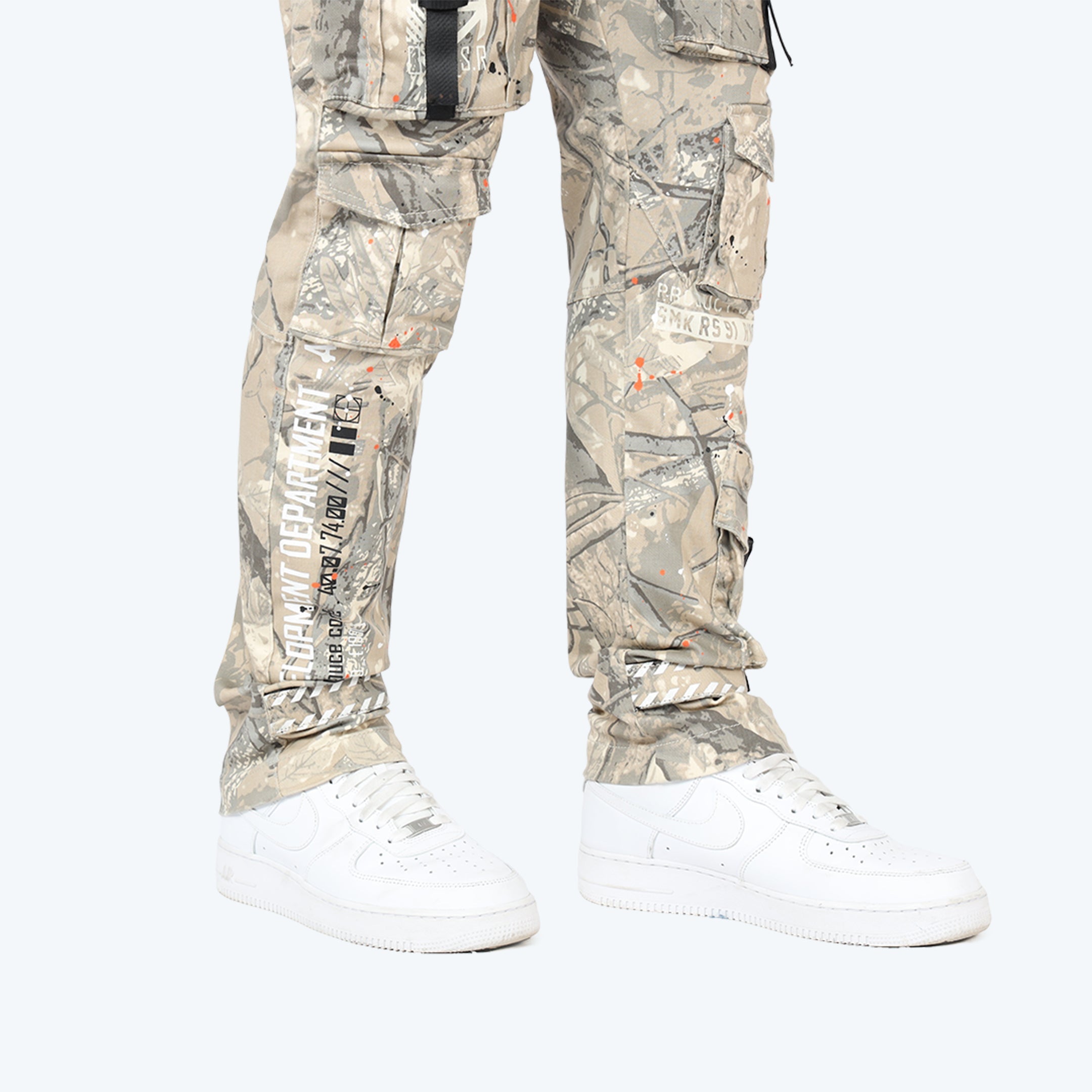 Slim Tapered Utility Twill Overalls - Khaki Hunting Camo