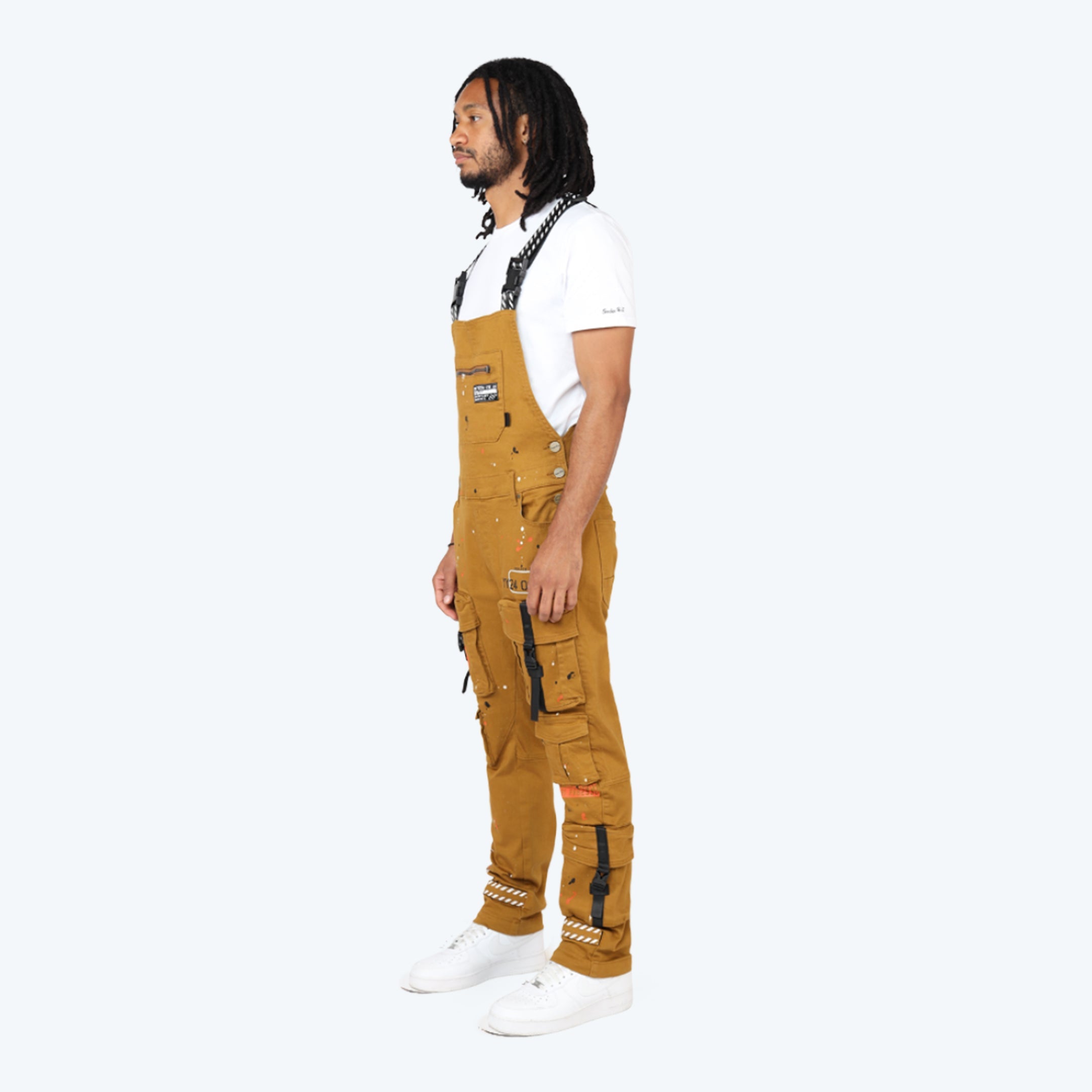 Slim Tapered Utility Twill Overalls - Wheat
