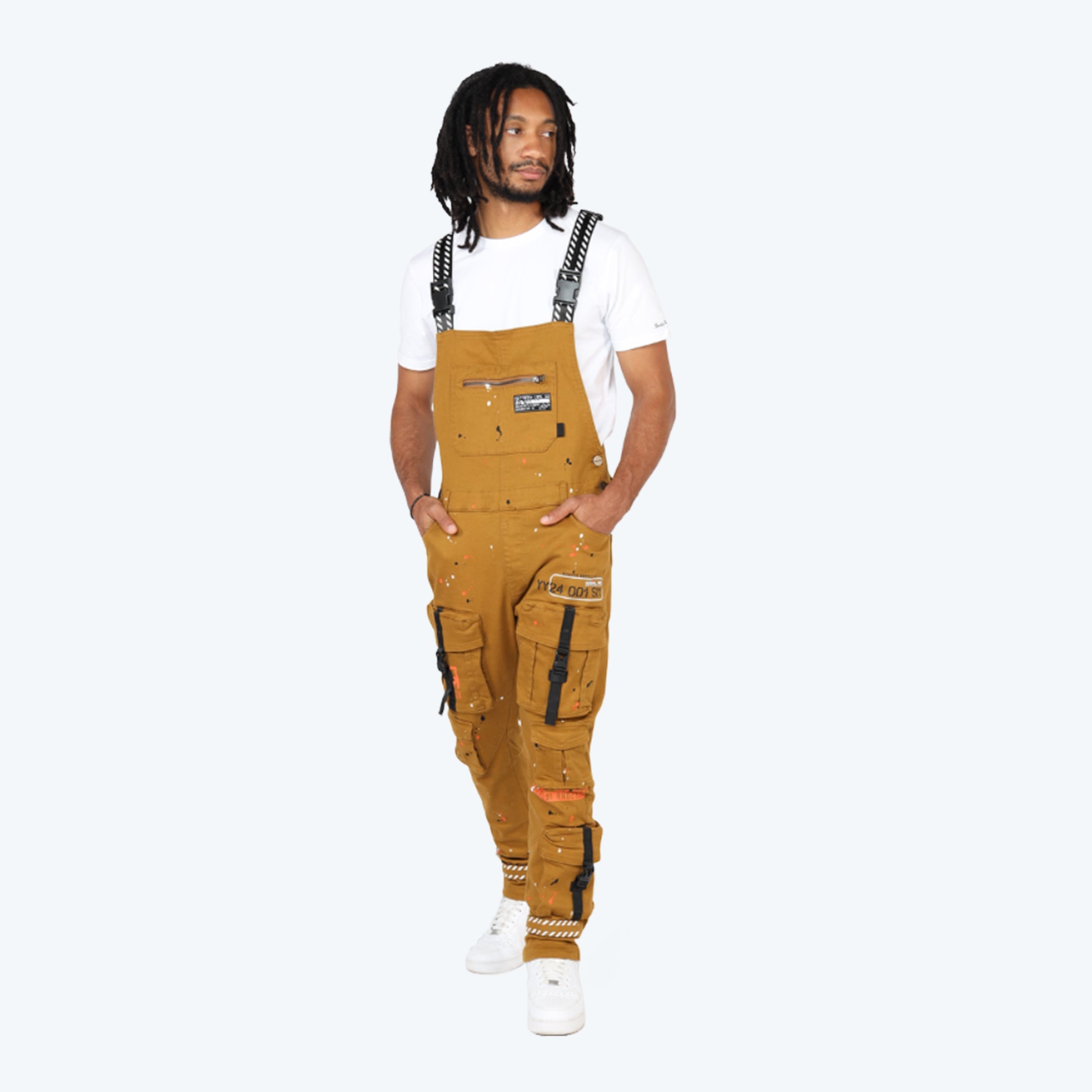 Slim Tapered Utility Twill Overalls - Wheat