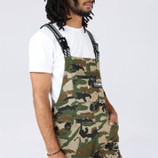 Slim Tapered Utility Twill Overalls - Wood Camo