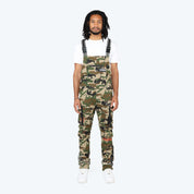 Slim Tapered Utility Twill Overalls - Wood Camo