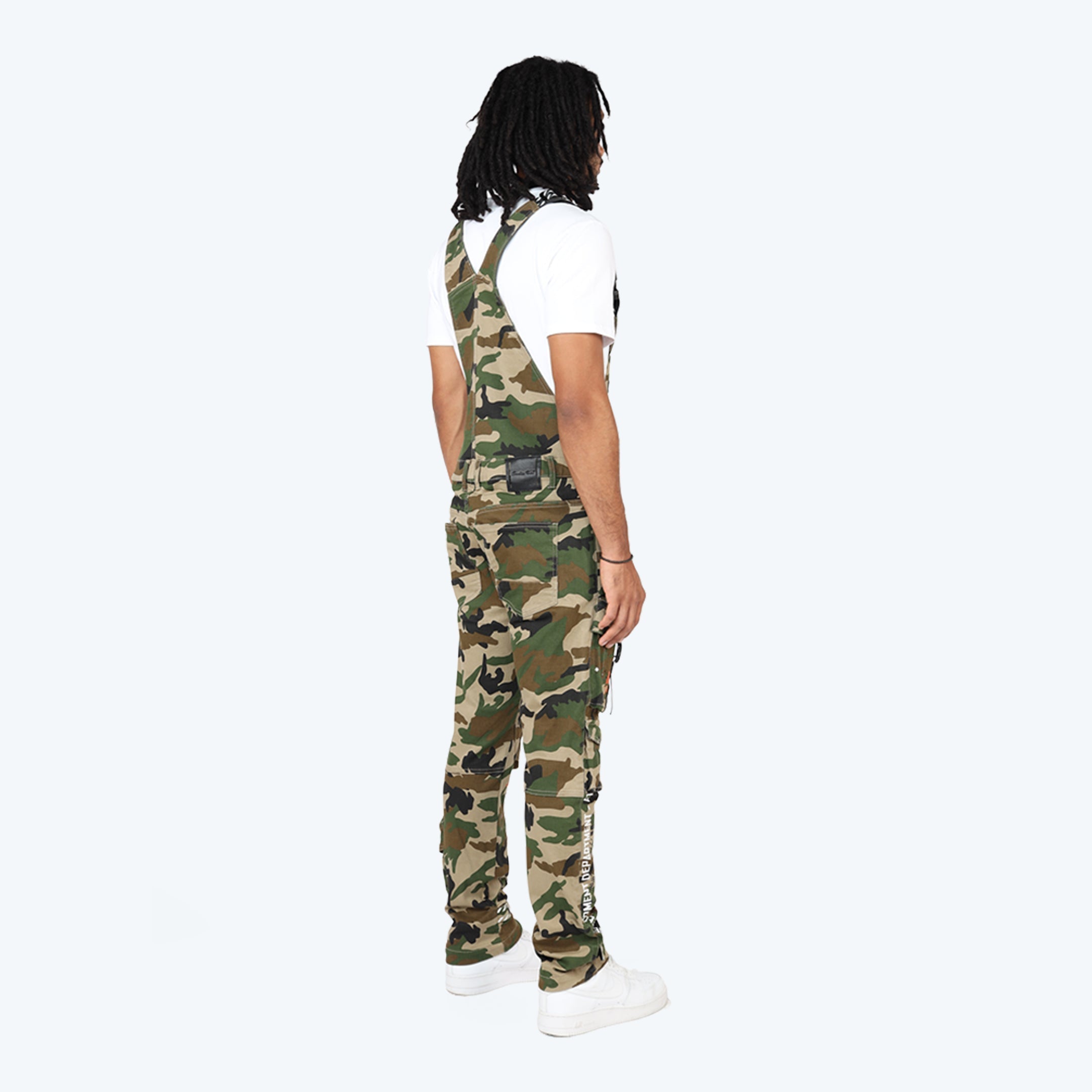 Slim Tapered Utility Twill Overalls - Wood Camo
