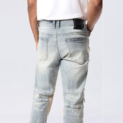 Long Khaki Hunting Camo Insert Jeans - Vanilla Blue
