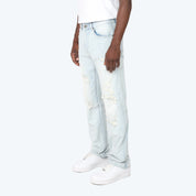 Long Straight Vintage Washed Jeans