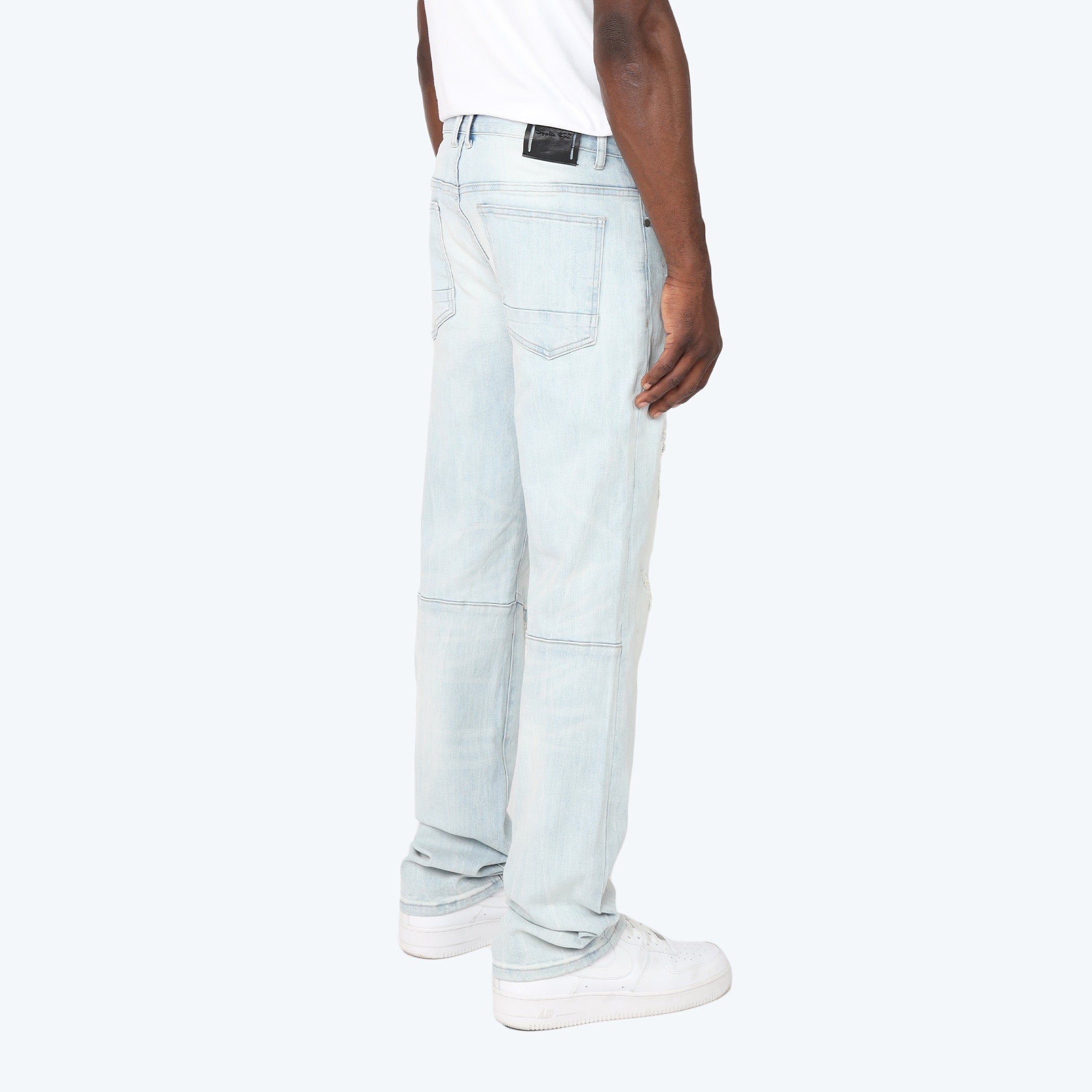 Long Straight Vintage Washed Jeans
