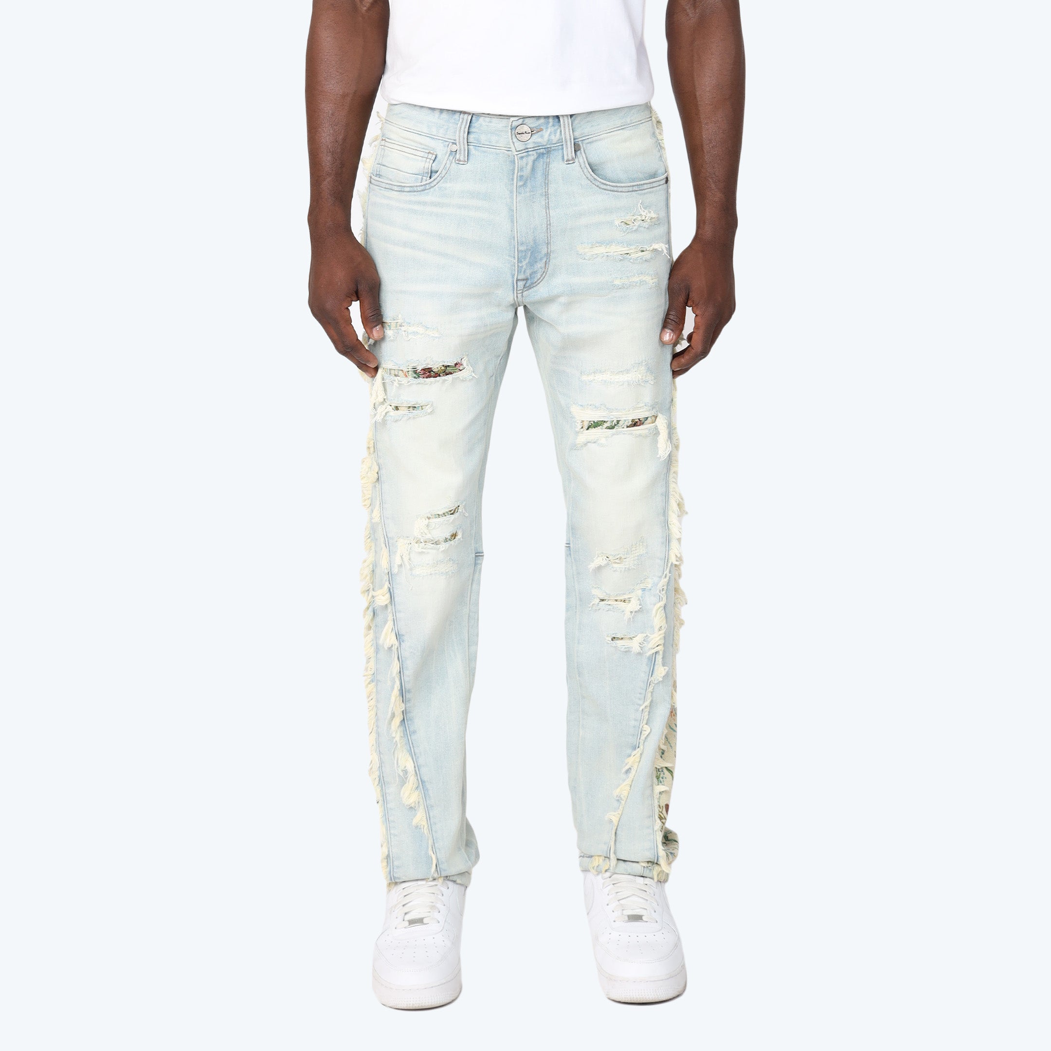 Straight Tapestry Embroidered Jeans
